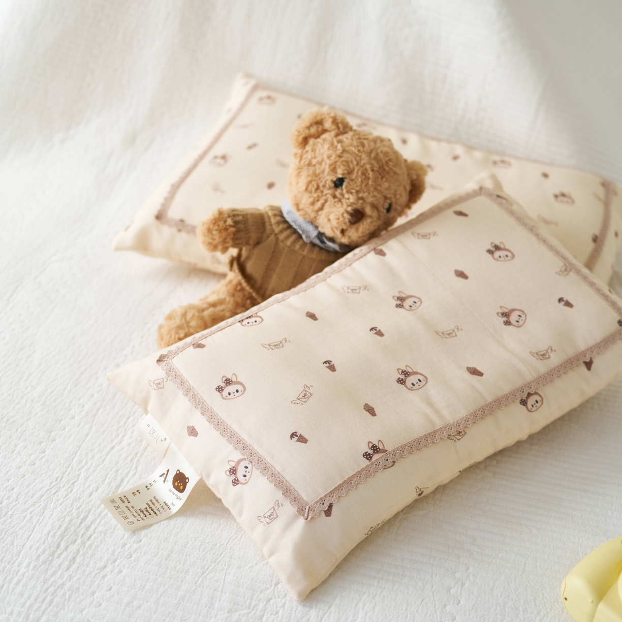 91家纺网 家纺一手货源 找家纺 （总）珍贝家纺 2026新款全棉双层纱刺绣花边学生儿童枕枕头枕芯