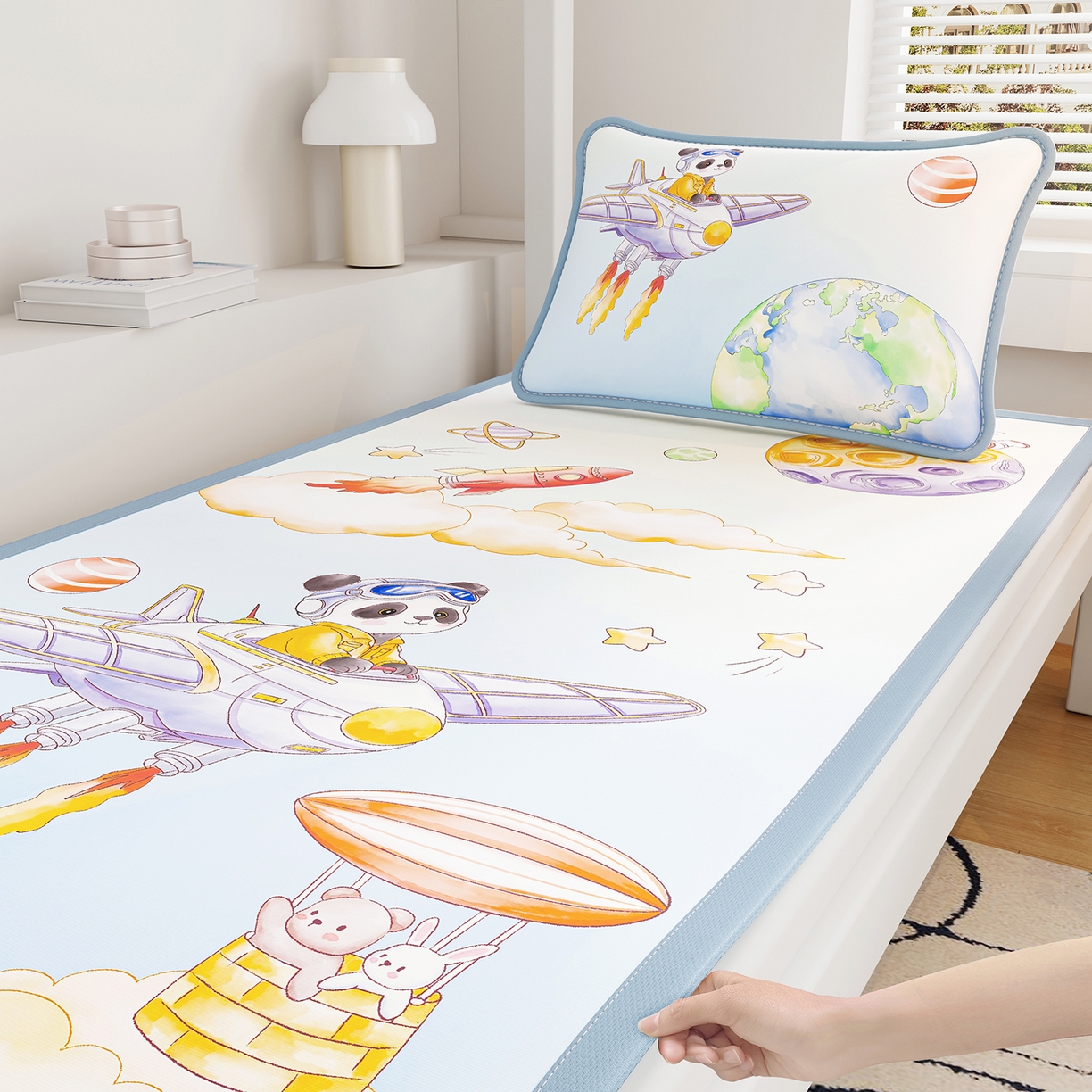 91家纺网 家纺一手货源 找家纺 （总）家品罗兰 2026A类数码印花大版卡通冰丝凉席家用双人冰丝席可机洗单人学生宿舍夏天空调软席