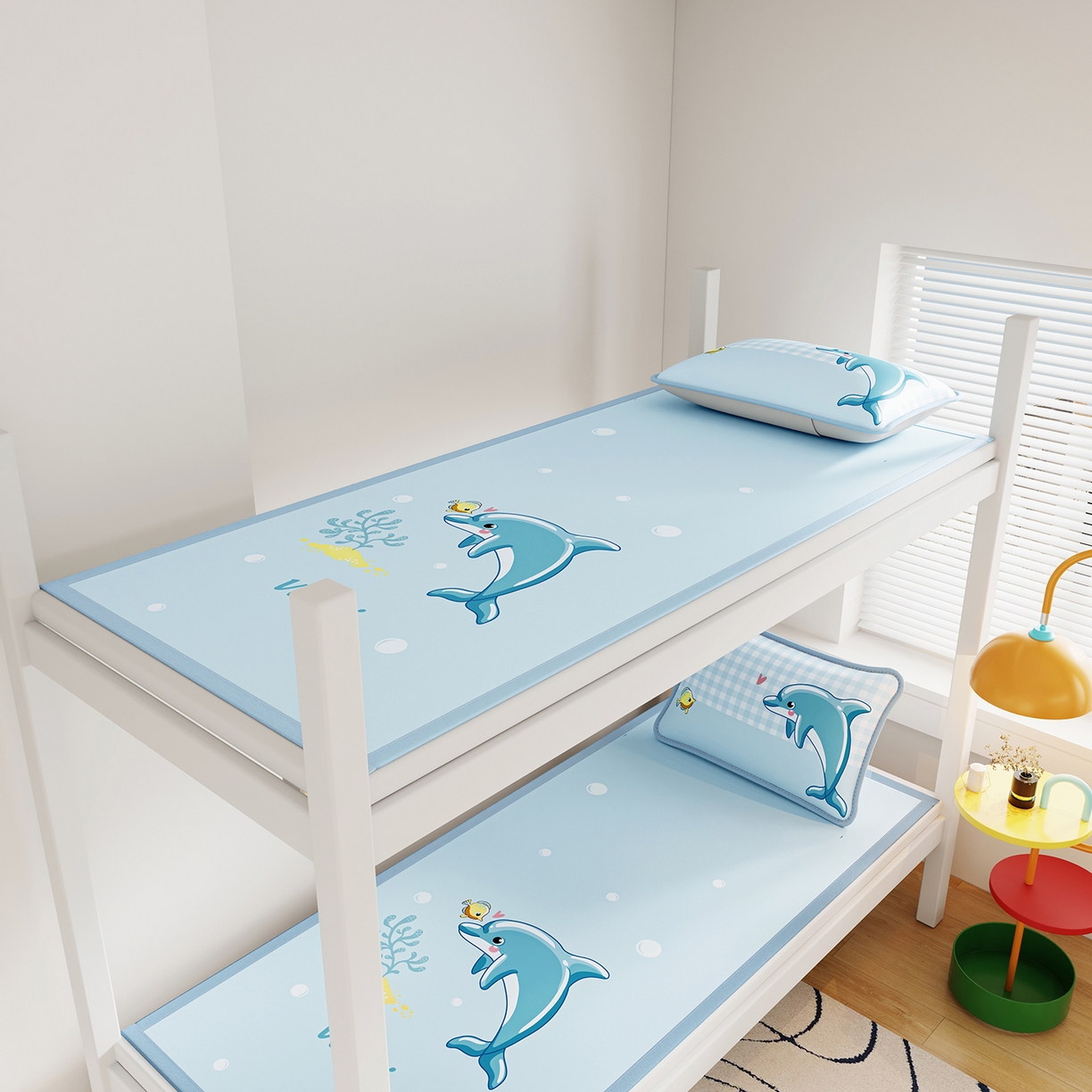 91家纺网 家纺一手货源 找家纺 奇丝雅 2026A类数码印花大版卡通冰丝凉席家用双人冰丝席可机洗单人学生宿舍夏天空调软席 海豚奇遇【三明治网底】