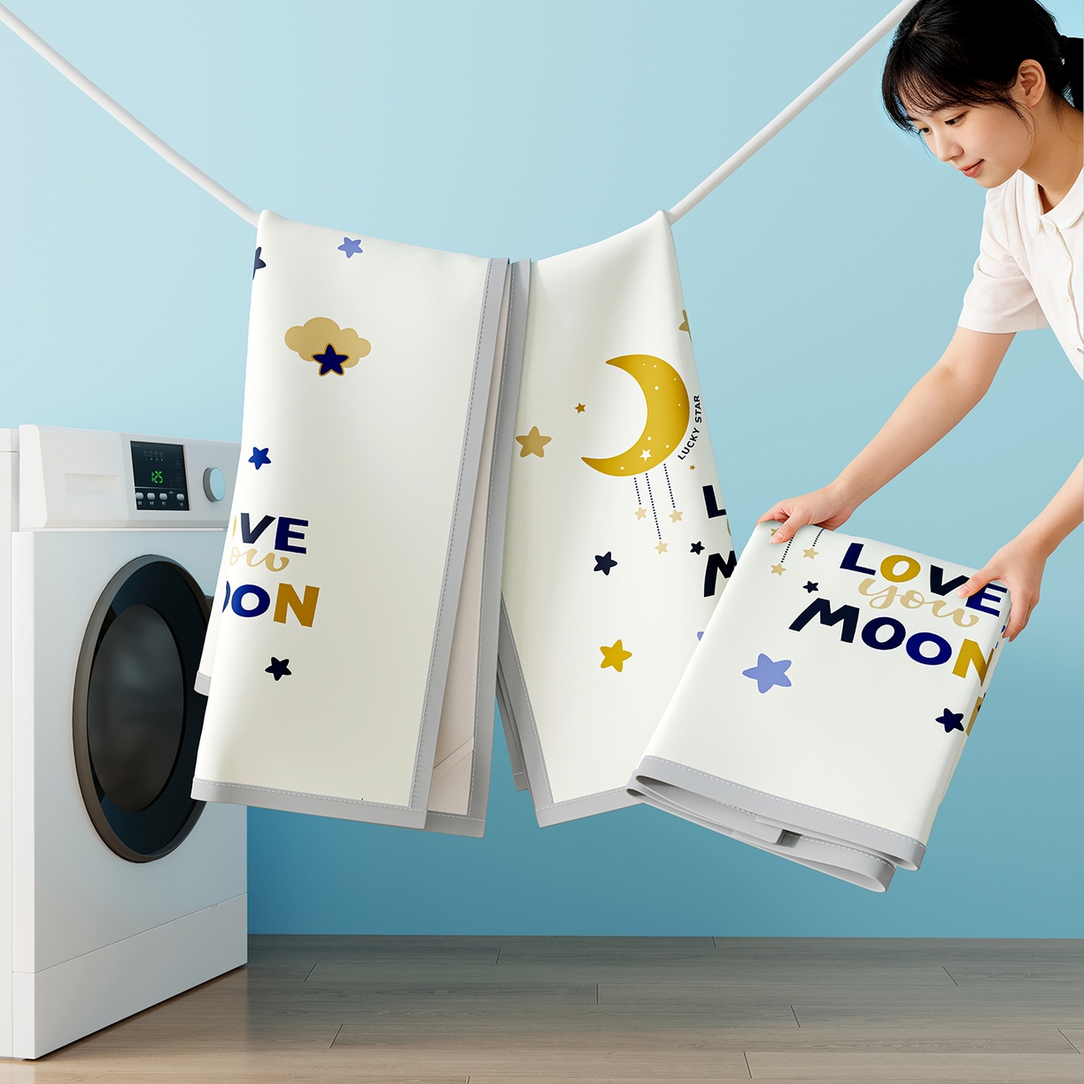 91家纺网 家纺一手货源 找家纺 奇丝雅 2026A类数码印花大版卡通冰丝凉席家用双人冰丝席可机洗单人学生宿舍夏天空调软席 满天星辰【三明治网底】