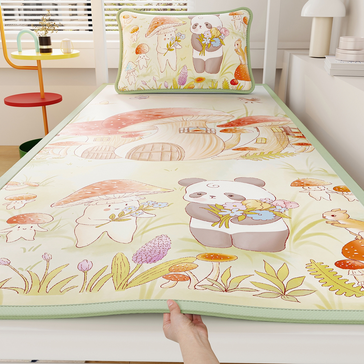 91家纺网 家纺一手货源 找家纺 奇丝雅 2026A类数码印花大版卡通冰丝凉席家用双人冰丝席可机洗单人学生宿舍夏天空调软席 满天星辰【三明治网底】