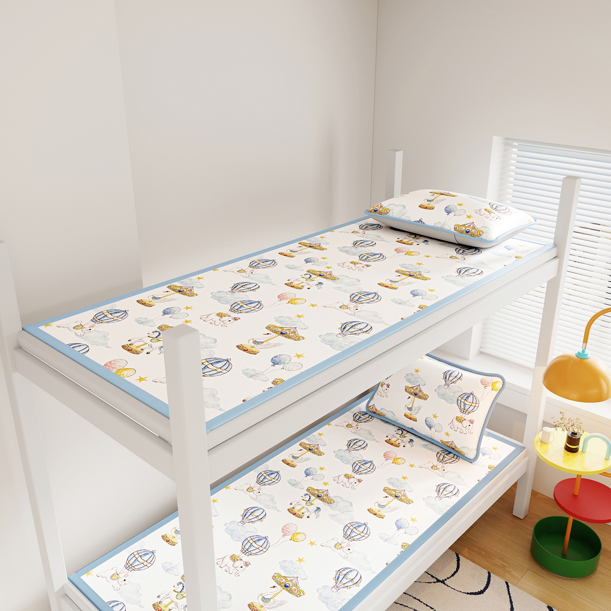 91家纺网 家纺一手货源 找家纺 奇丝雅 2026A类数码印花大版卡通冰丝凉席家用双人冰丝席可机洗单人学生宿舍夏天空调软席 萌象木马【三明治网底】