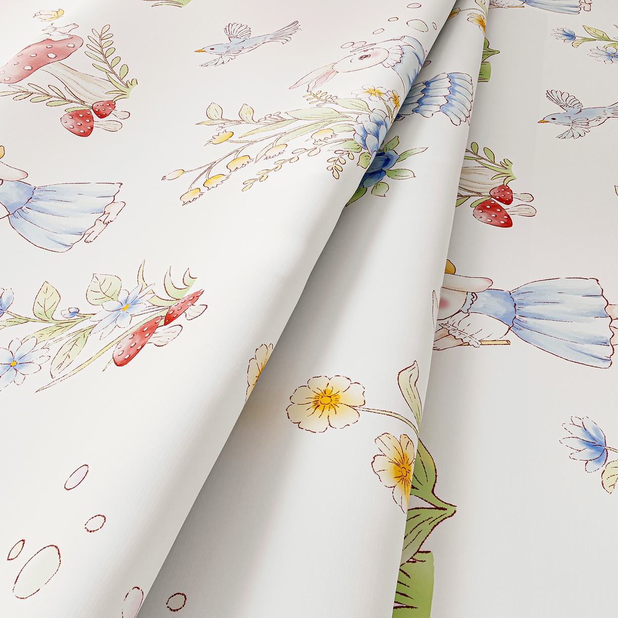 91家纺网 家纺一手货源 找家纺 奇丝雅 2026A类数码印花大版卡通冰丝凉席家用双人冰丝席可机洗单人学生宿舍夏天空调软席 精灵小兔【三明治网底】