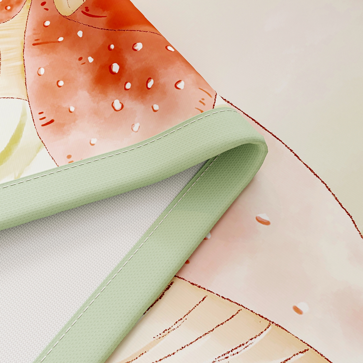 91家纺网 家纺一手货源 找家纺 奇丝雅 2026A类数码印花大版卡通冰丝凉席家用双人冰丝席可机洗单人学生宿舍夏天空调软席 蘑菇城堡【三明治网底】