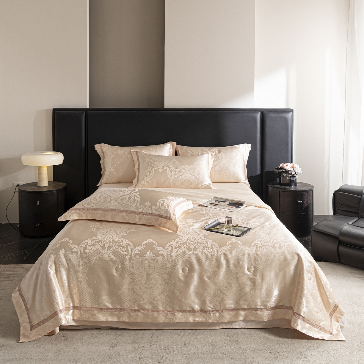 91家纺网 家纺一手货源 找家纺 置顶家纺 2026新款双面水洗天丝提花夏被四件套-维纳斯 维纳斯-玉色