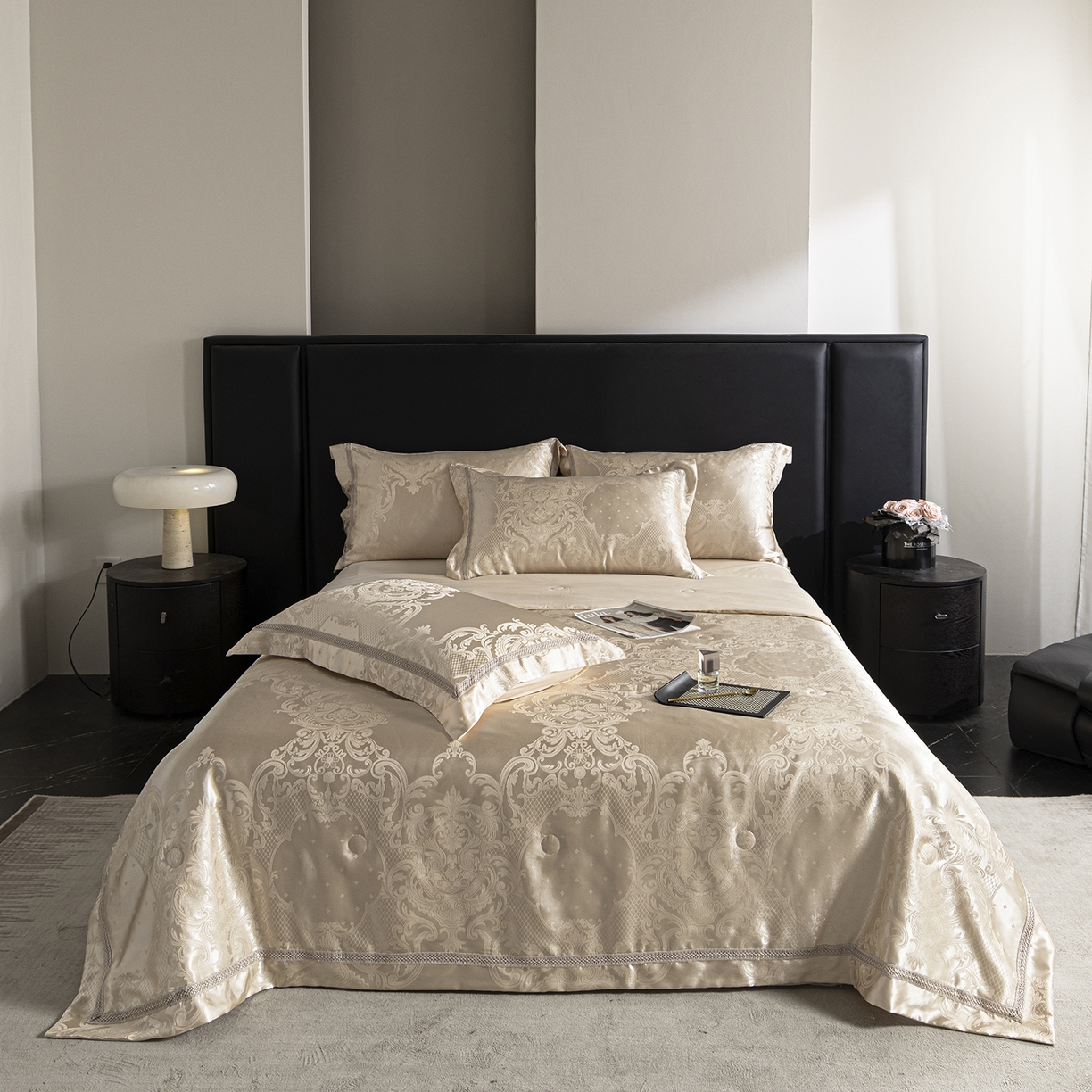 91家纺网 家纺一手货源 找家纺 置顶家纺 2026新款双面水洗天丝提花夏被四件套-维纳斯 维纳斯-香槟