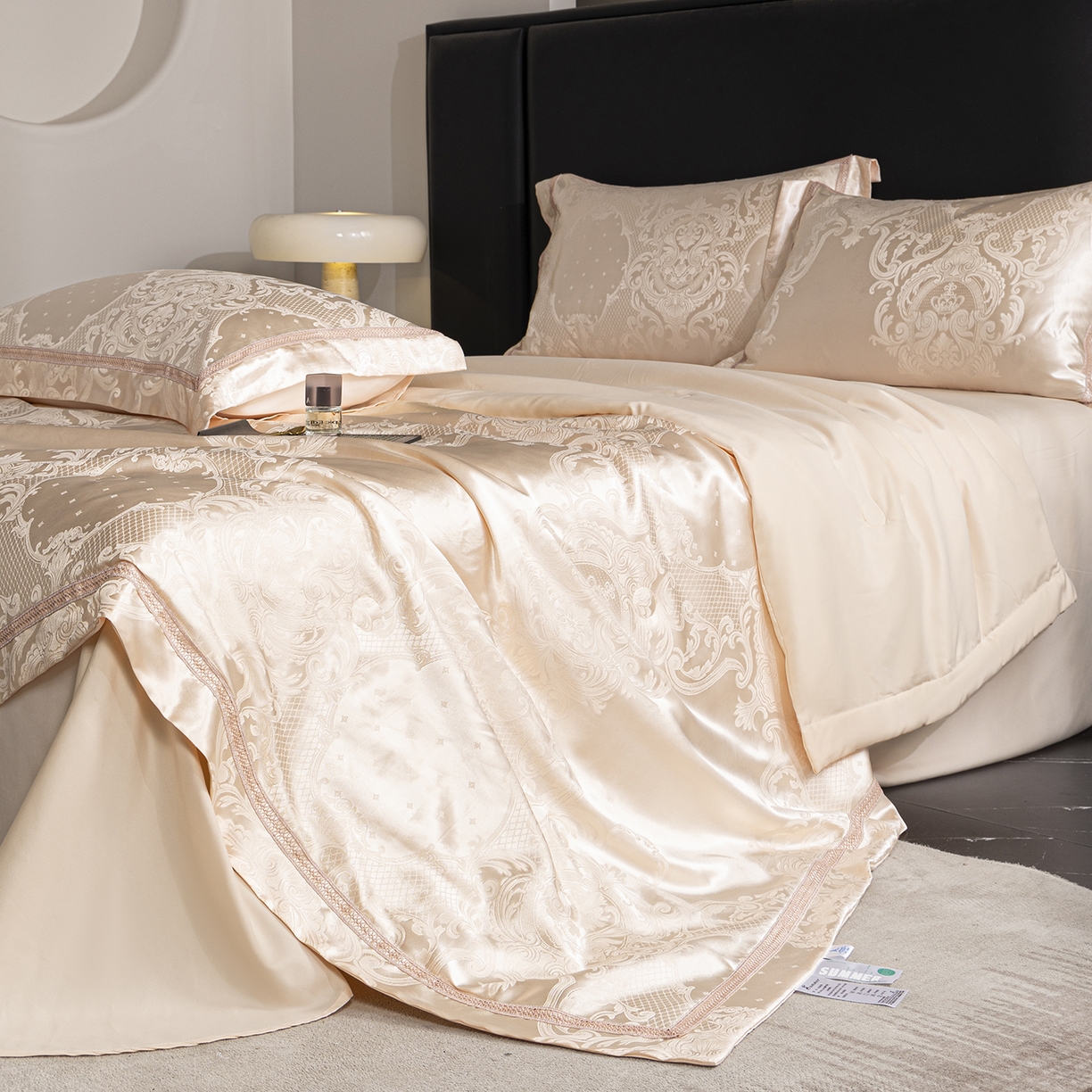 91家纺网 家纺一手货源 找家纺 置顶家纺 2026新款双面水洗天丝提花夏被四件套-维纳斯 维纳斯-玉色