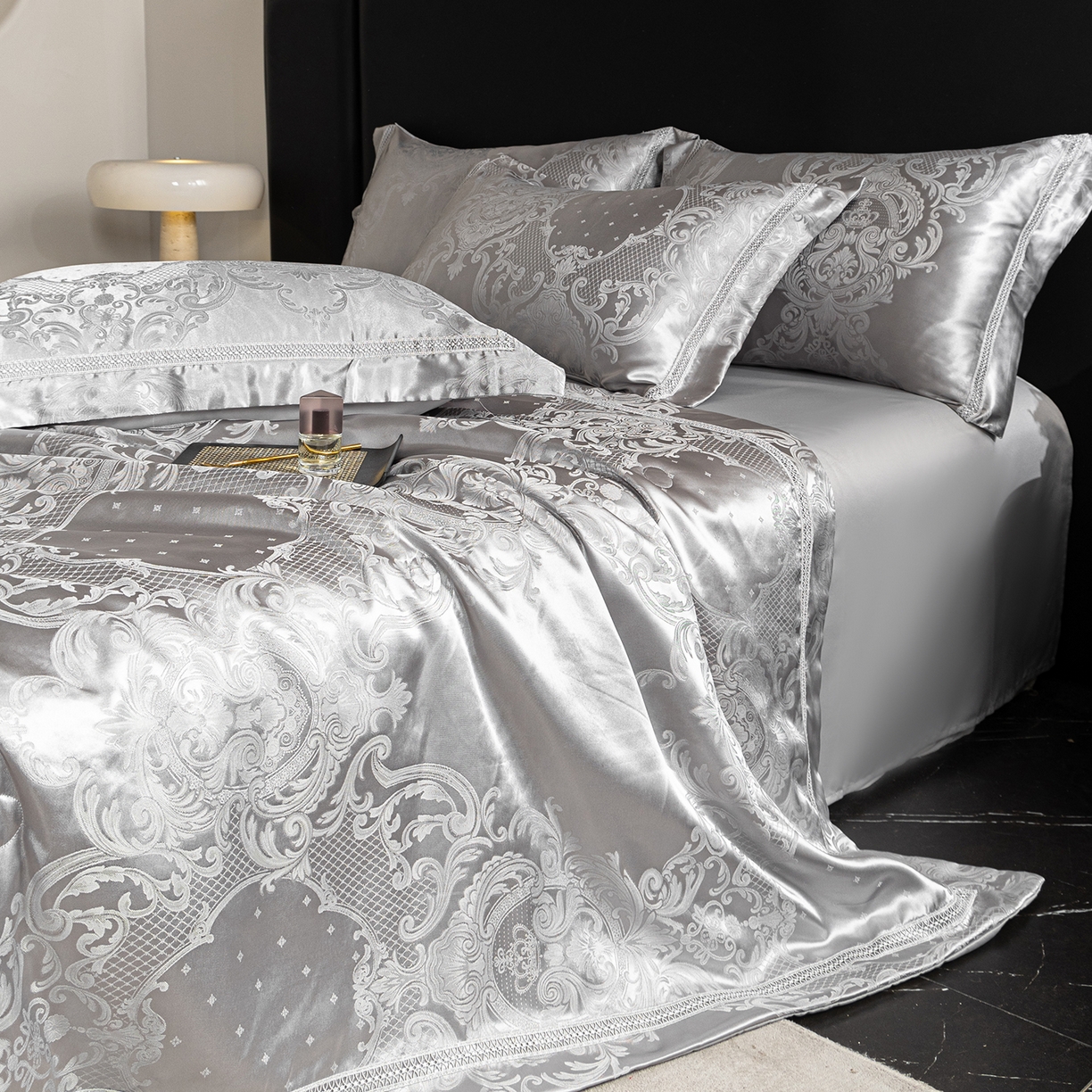 91家纺网 家纺一手货源 找家纺 置顶家纺 2026新款双面水洗天丝提花夏被四件套-维纳斯 维纳斯-高级灰