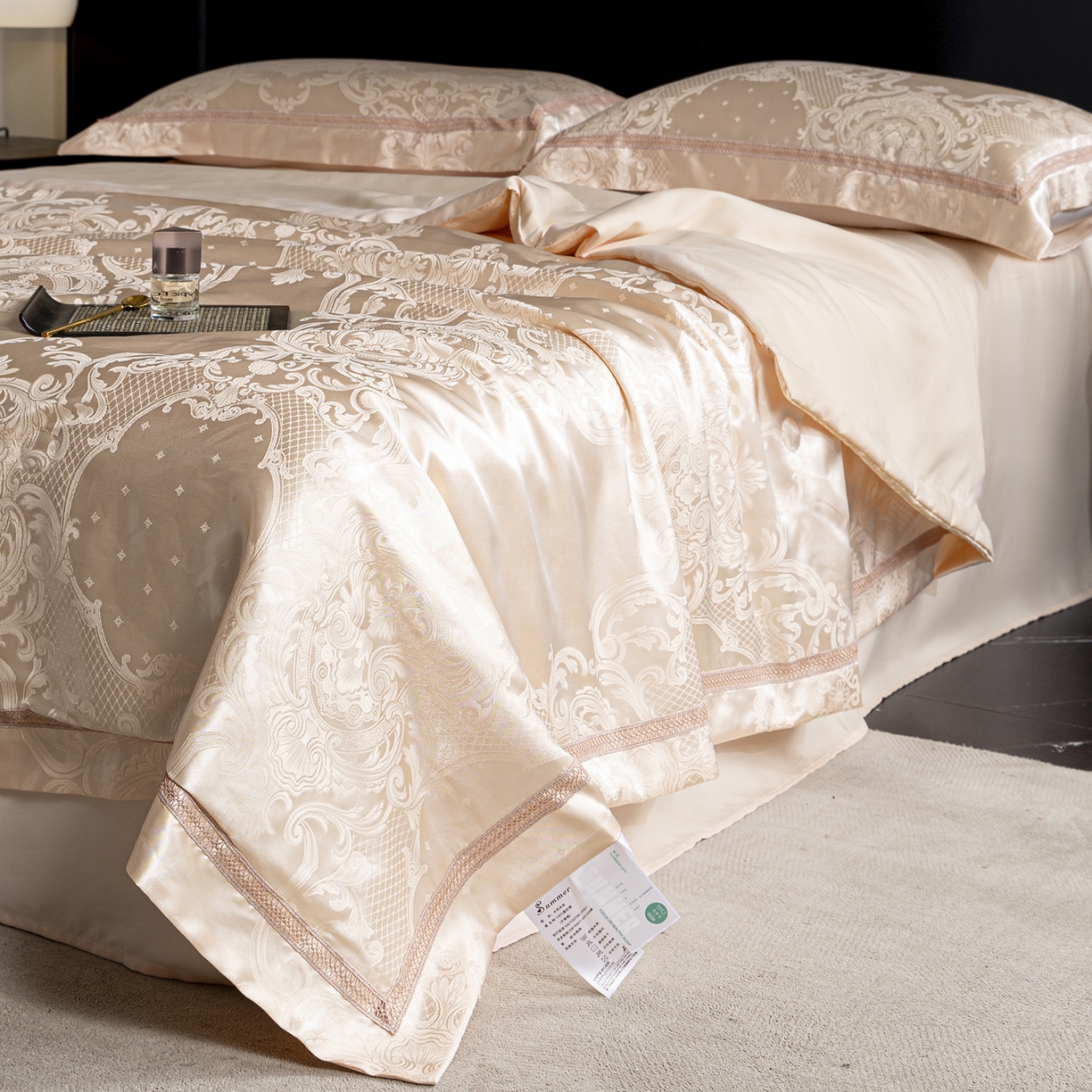 91家纺网 家纺一手货源 找家纺 置顶家纺 2026新款双面水洗天丝提花夏被四件套-维纳斯 维纳斯-玉色