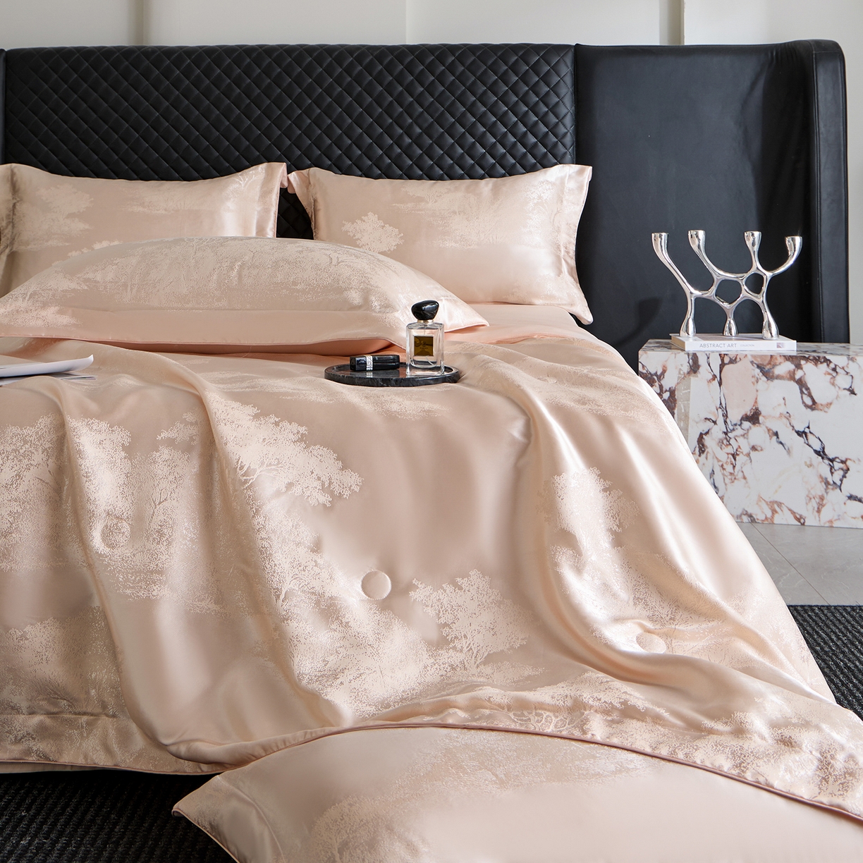 91家纺网 家纺一手货源 找家纺 置顶家纺 2026新款双面水洗天丝提花夏被四件套-欧若拉 欧若拉-玉色