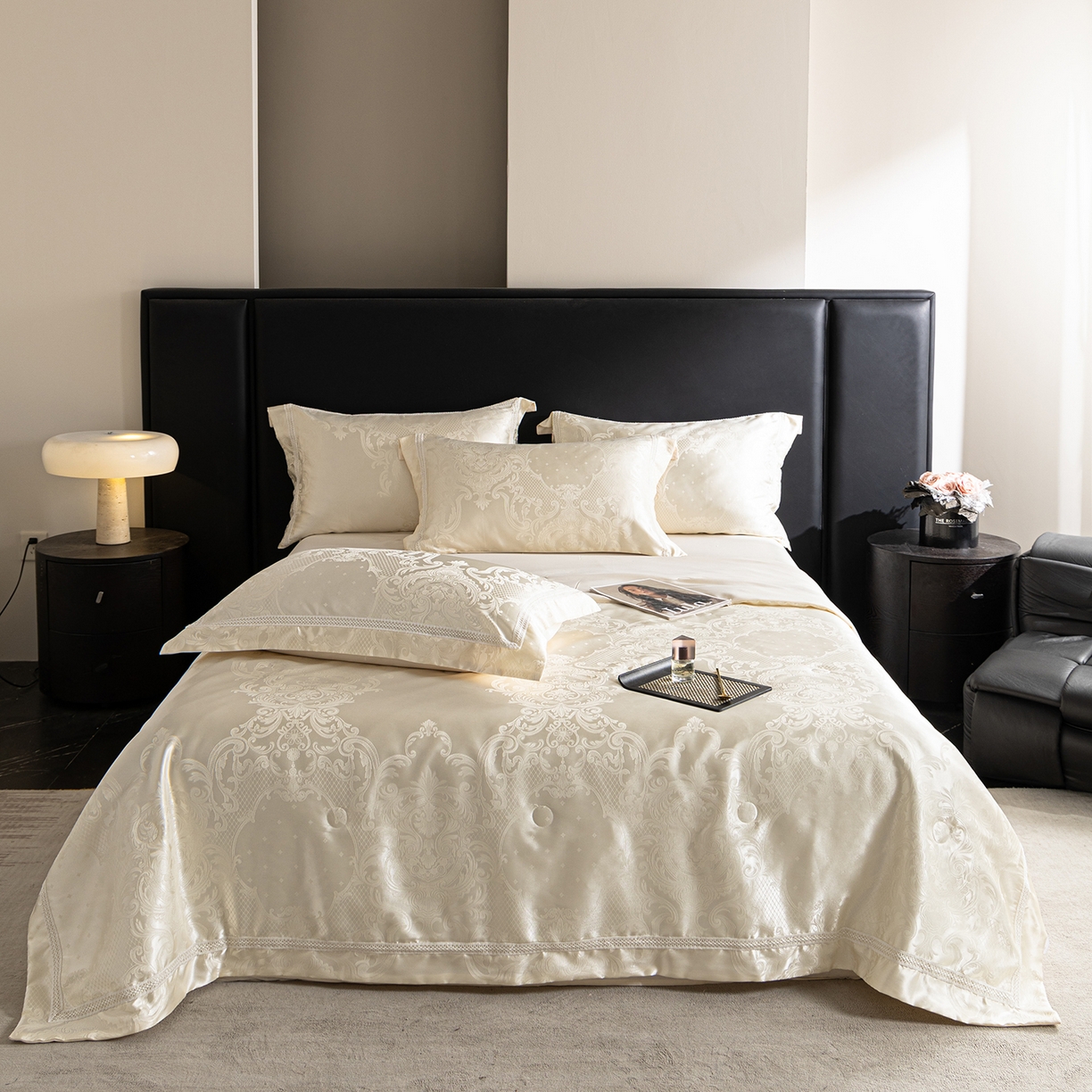 91家纺网 家纺一手货源 找家纺 置顶家纺 2026新款双面水洗天丝提花夏被四件套-维纳斯 维纳斯-奶昔白