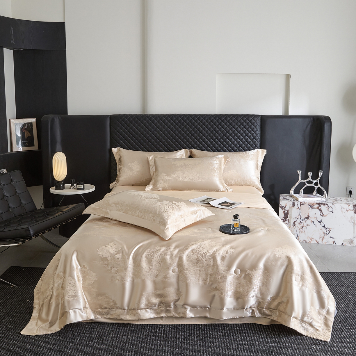 91家纺网 家纺一手货源 找家纺 置顶家纺 2026新款双面水洗天丝提花夏被四件套-欧若拉 欧若拉-浅香槟