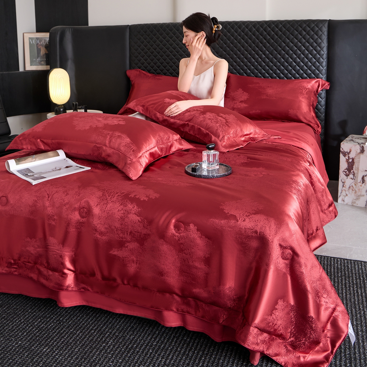 91家纺网 家纺一手货源 找家纺 （总）置顶家纺 2026新款双面水洗天丝提花夏被四件套-欧若拉