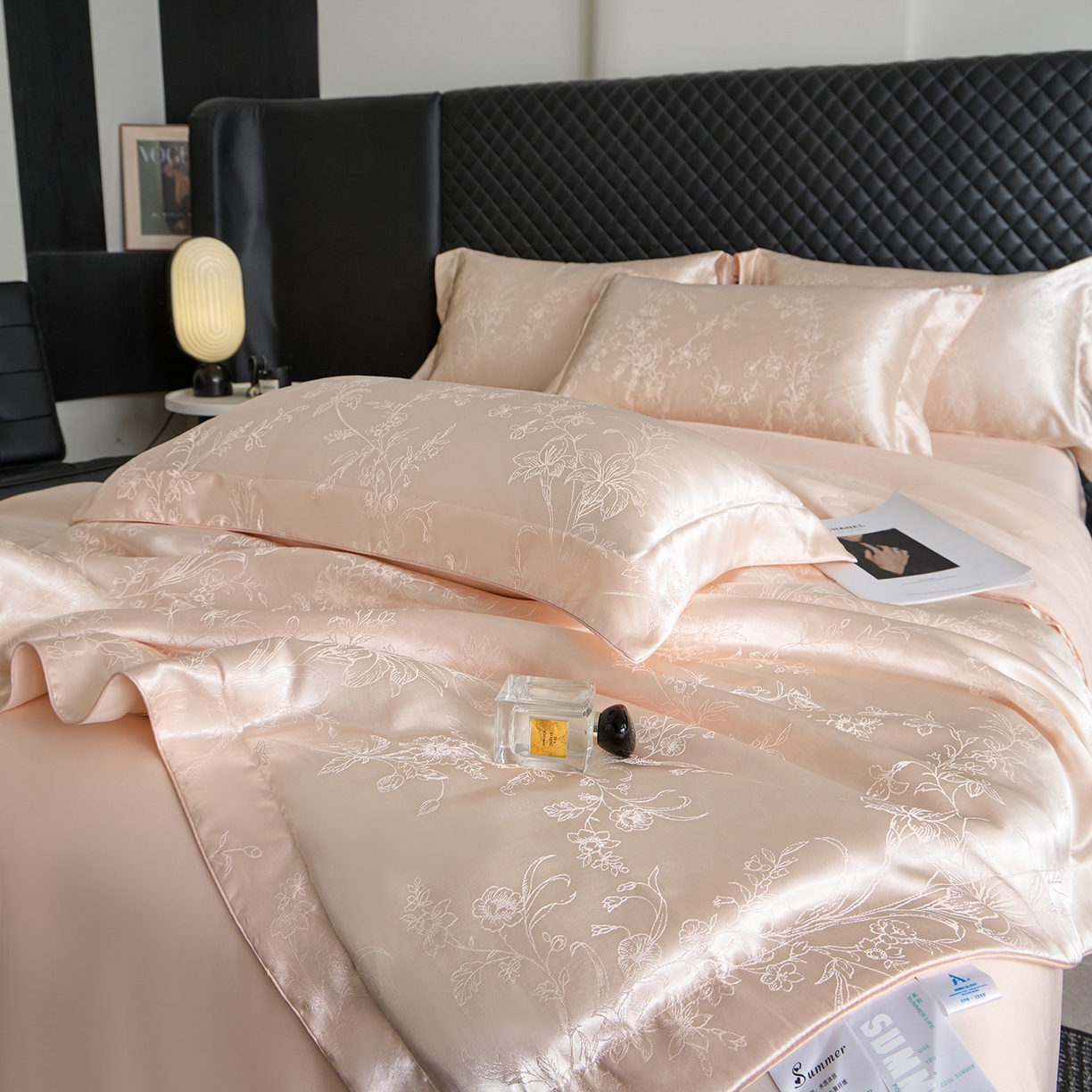 91家纺网 家纺一手货源 找家纺 置顶家纺 2026新款双面水洗天丝提花夏被四件套-幸卉 幸卉-玉色