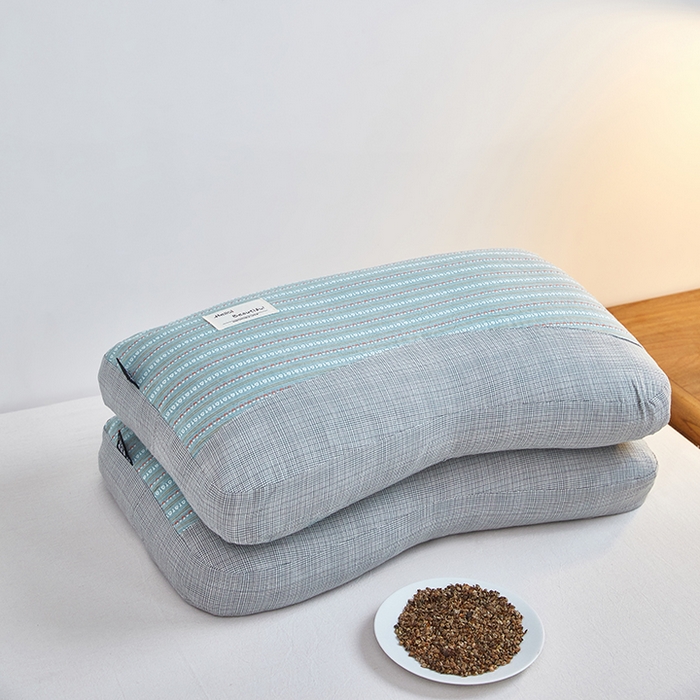 91家纺网 家纺一手货源 找家纺 （总）梦叶草 2026新款新款全棉色织提花拼色护颈荞麦枕  枕头枕芯