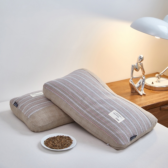 91家纺网 家纺一手货源 找家纺 梦叶草 2026新款新款全棉色织提花拼色护颈荞麦枕  枕头枕芯 全棉色织提花拼色护颈荞麦枕-咖色