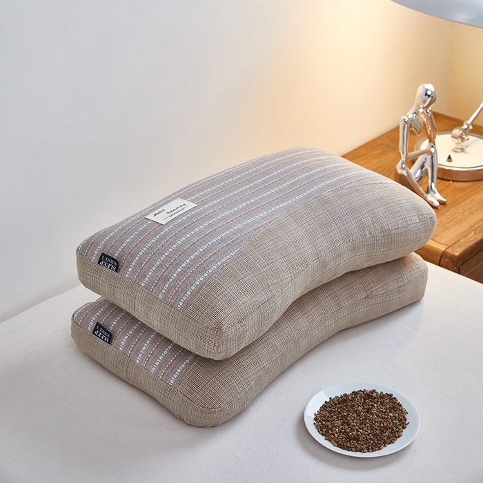 91家纺网 家纺一手货源 找家纺 梦叶草 2026新款新款全棉色织提花拼色护颈荞麦枕  枕头枕芯 全棉色织提花拼色护颈荞麦枕-咖色