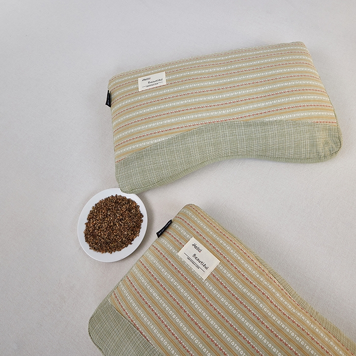 91家纺网 家纺一手货源 找家纺 梦叶草 2026新款新款全棉色织提花拼色护颈荞麦枕  枕头枕芯 全棉色织提花拼色护颈荞麦枕-绿色