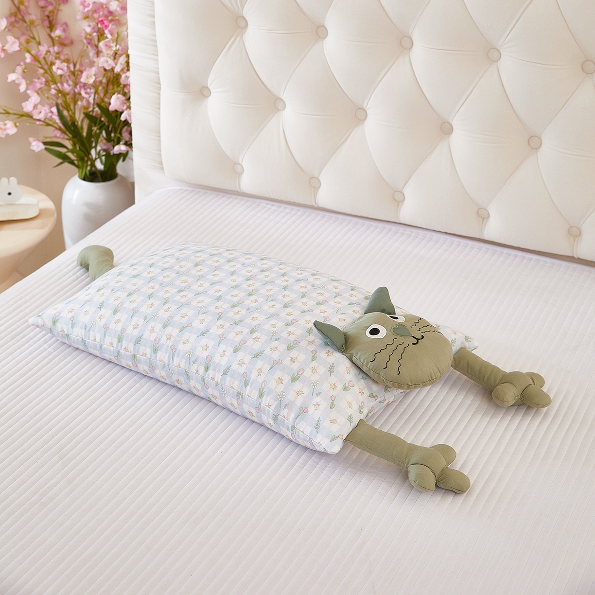 91家纺网 家纺一手货源 找家纺 （总）梦叶草 2026新款全棉萌趣猫咪荞麦枕