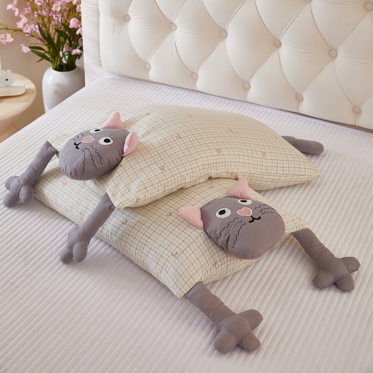 91家纺网 家纺一手货源 找家纺 （总）梦叶草 2026新款全棉萌趣猫咪荞麦枕