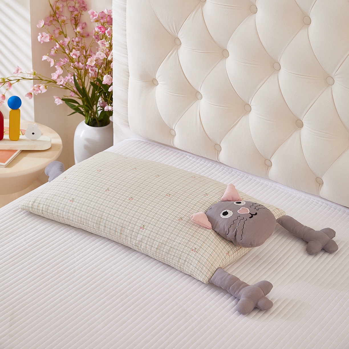 91家纺网 家纺一手货源 找家纺 （总）梦叶草 2026新款全棉萌趣猫咪荞麦枕