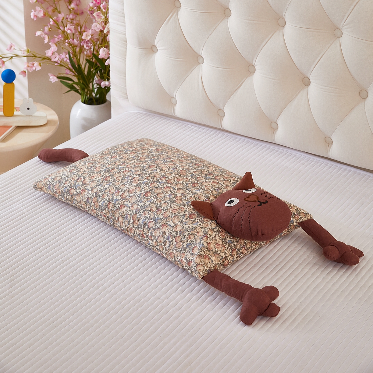 梦叶草 2026新款全棉萌趣猫咪荞麦枕 萌趣猫咪-咖脸