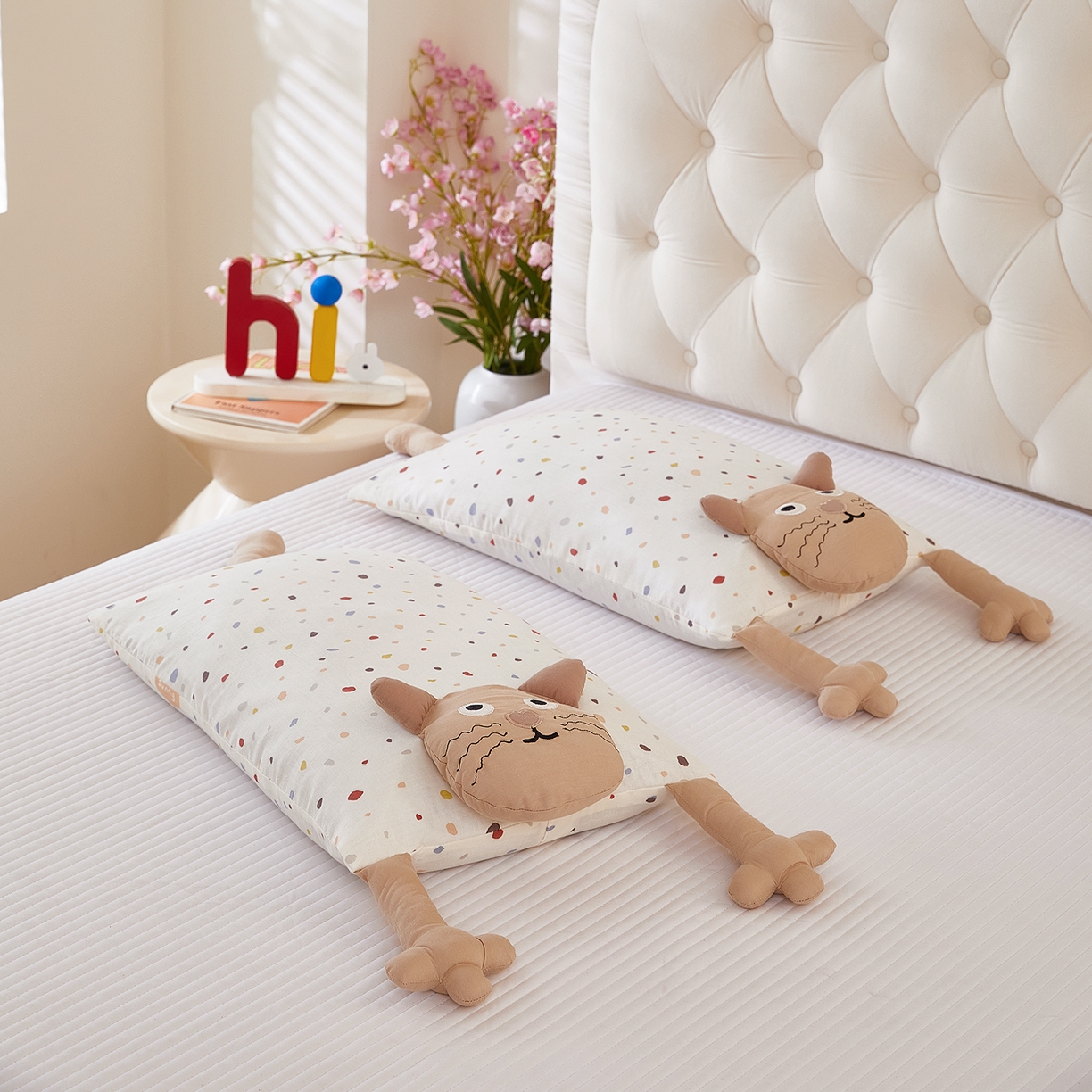 91家纺网 家纺一手货源 找家纺 梦叶草 2026新款全棉萌趣猫咪荞麦枕 萌趣猫咪-卡其脸