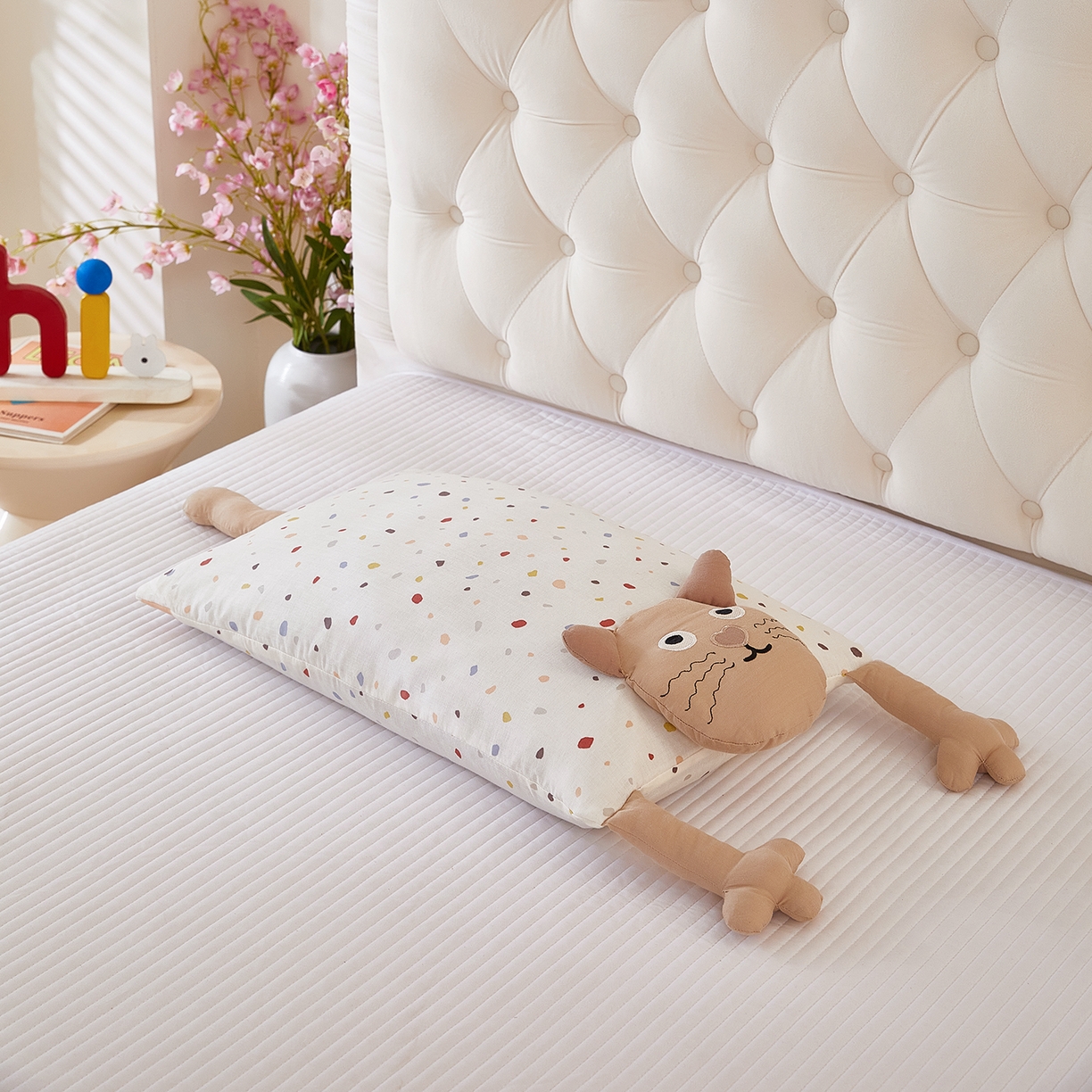 梦叶草 2026新款全棉萌趣猫咪荞麦枕 萌趣猫咪-卡其脸