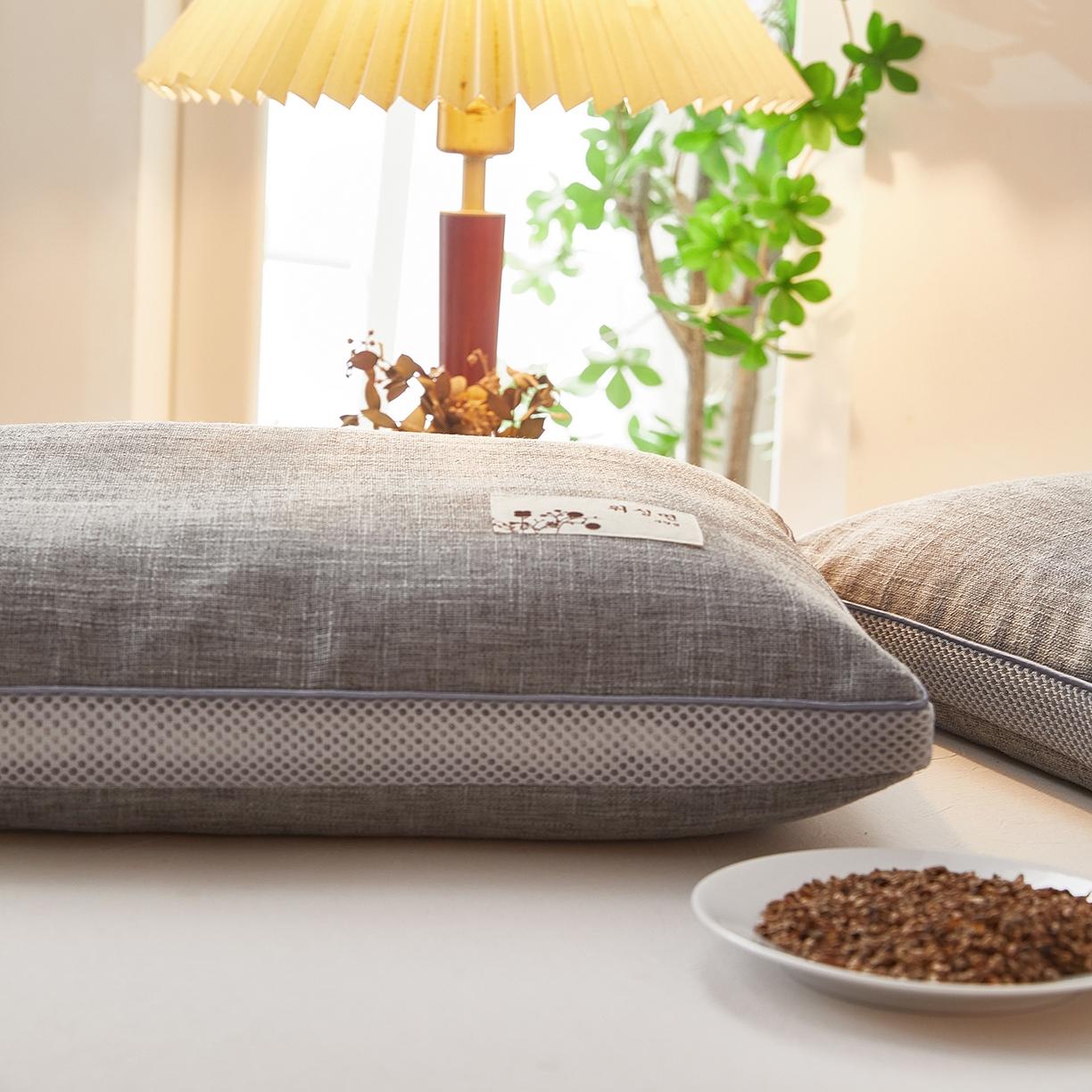 91家纺网 家纺一手货源 找家纺 （总）梦叶草 2026新款棉麻贴布绣透气立体网荞麦枕  枕头枕芯