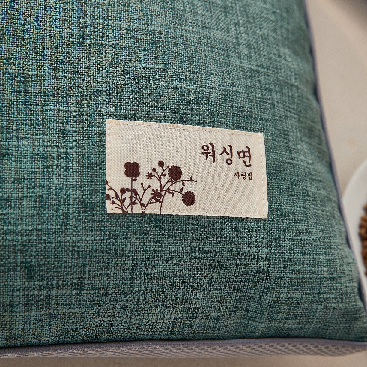 91家纺网 家纺一手货源 找家纺 梦叶草 2026新款棉麻贴布绣透气立体网荞麦枕  枕头枕芯 棉麻透气荞麦枕-绿色