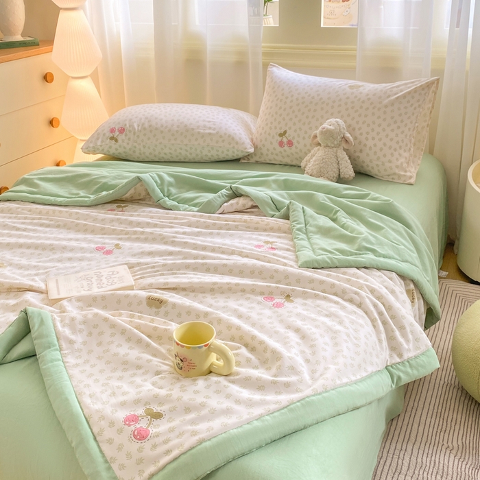 91家纺网 家纺一手货源 找家纺 憨豆家纺 2026新款云朵棉被水洗棉印花新疆棉花夏被夏凉被空调被子直播被芯（常年有货） 春意盎然