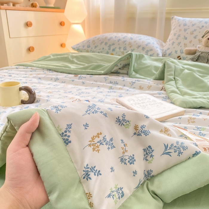 91家纺网 家纺一手货源 找家纺 憨豆家纺 2026新款云朵棉被水洗棉印花新疆棉花夏被夏凉被空调被子直播被芯（常年有货） 春意