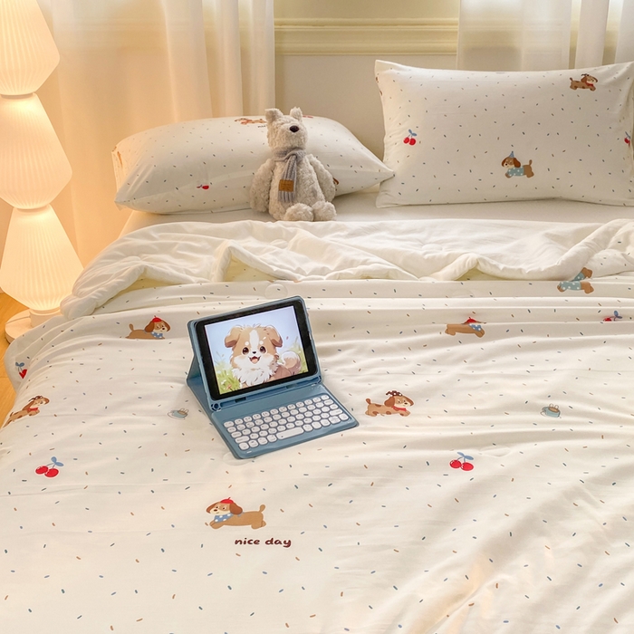 91家纺网 家纺一手货源 找家纺 憨豆家纺 2026新款云朵棉被水洗棉印花新疆棉花夏被夏凉被空调被子直播被芯（常年有货） 腊肠小狗