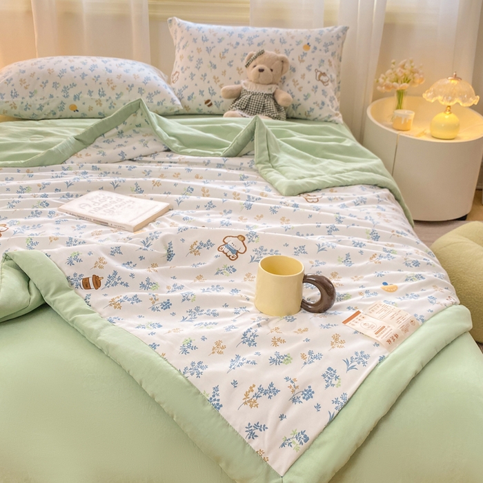 91家纺网 家纺一手货源 找家纺 憨豆家纺 2026新款云朵棉被水洗棉印花新疆棉花夏被夏凉被空调被子直播被芯（常年有货） 春意