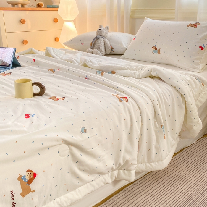 91家纺网 家纺一手货源 找家纺 憨豆家纺 2026新款云朵棉被水洗棉印花新疆棉花夏被夏凉被空调被子直播被芯（常年有货） 腊肠小狗