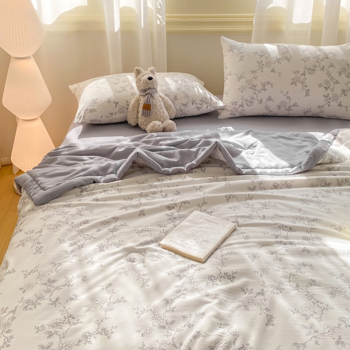 91家纺网 家纺一手货源 找家纺 憨豆家纺 2026新款云朵棉被水洗棉印花新疆棉花夏被夏凉被空调被子直播被芯（常年有货） 花开漫漫