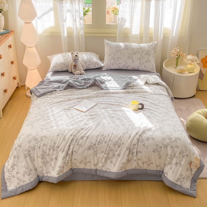 91家纺网 家纺一手货源 找家纺 憨豆家纺 2026新款云朵棉被水洗棉印花新疆棉花夏被夏凉被空调被子直播被芯（常年有货） 花开漫漫