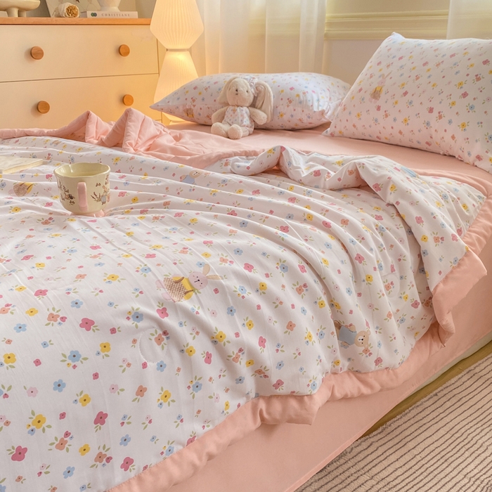 91家纺网 家纺一手货源 找家纺 憨豆家纺 2026新款云朵棉被水洗棉印花新疆棉花夏被夏凉被空调被子直播被芯（常年有货） 十里蔷薇