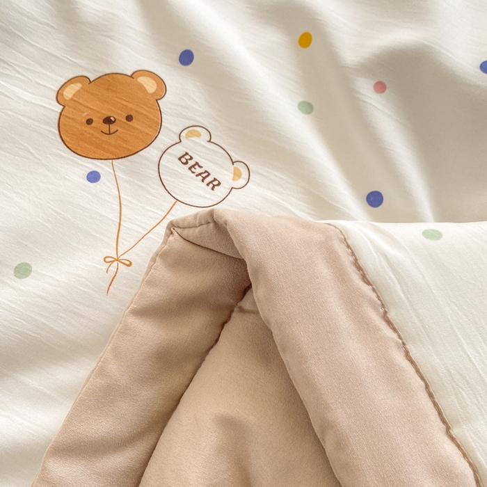 91家纺网 家纺一手货源 找家纺 憨豆家纺 2026新款云朵棉被水洗棉印花新疆棉花夏被夏凉被空调被子直播被芯（常年有货） 波点小熊