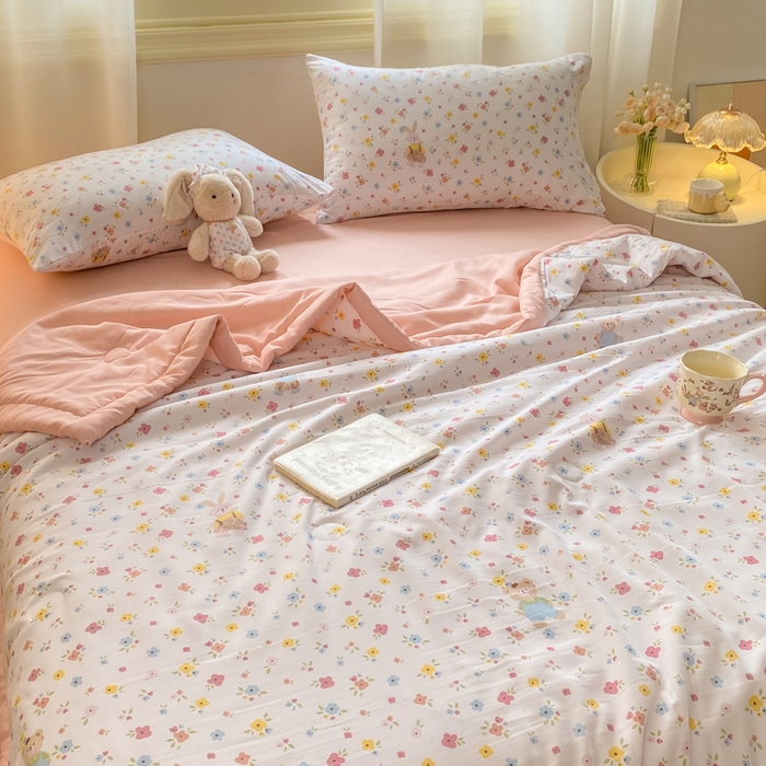 91家纺网 家纺一手货源 找家纺 憨豆家纺 2026新款云朵棉被水洗棉印花新疆棉花夏被夏凉被空调被子直播被芯（常年有货） 十里蔷薇