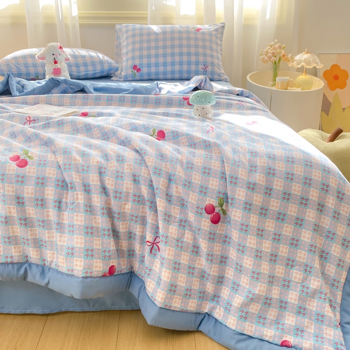 91家纺网 家纺一手货源 找家纺 憨豆家纺 2026新款云朵棉被水洗棉印花新疆棉花夏被夏凉被空调被子直播被芯（常年有货） 樱桃格