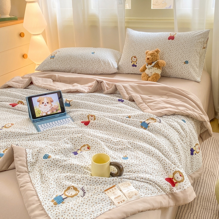 91家纺网 家纺一手货源 找家纺 憨豆家纺 2026新款云朵棉被水洗棉印花新疆棉花夏被夏凉被空调被子直播被芯（常年有货） 小狮子