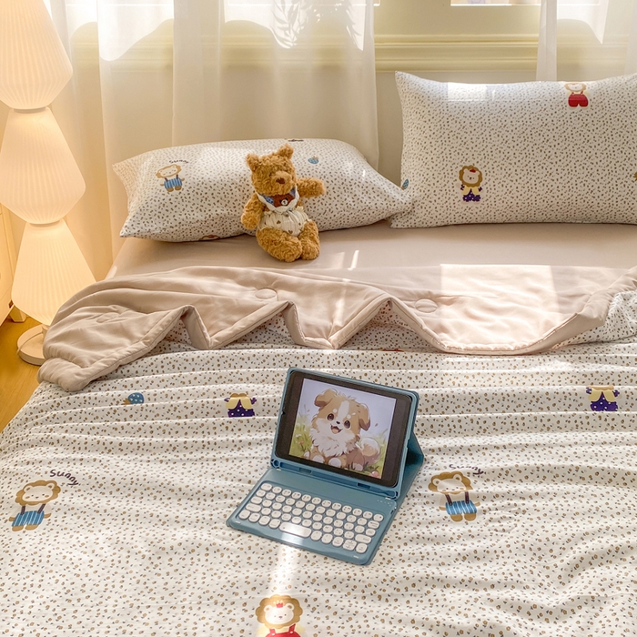 91家纺网 家纺一手货源 找家纺 憨豆家纺 2026新款云朵棉被水洗棉印花新疆棉花夏被夏凉被空调被子直播被芯（常年有货） 小狮子