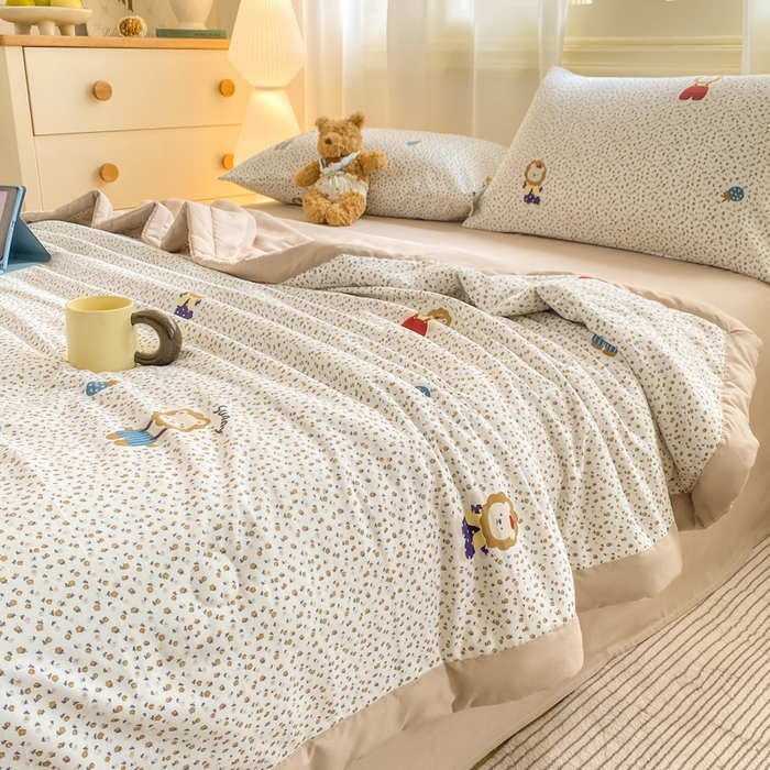 91家纺网 家纺一手货源 找家纺 憨豆家纺 2026新款云朵棉被水洗棉印花新疆棉花夏被夏凉被空调被子直播被芯（常年有货） 小狮子