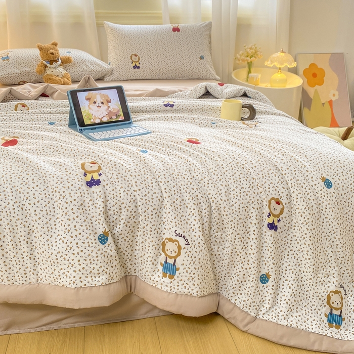 91家纺网 家纺一手货源 找家纺 憨豆家纺 2026新款云朵棉被水洗棉印花新疆棉花夏被夏凉被空调被子直播被芯（常年有货） 小狮子