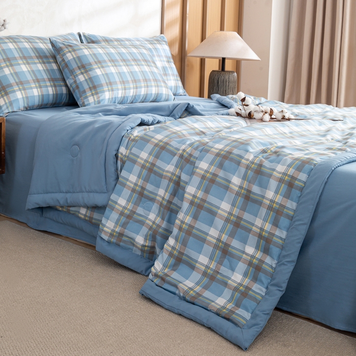 91家纺网 家纺一手货源 找家纺 （总）憨豆家纺 2026新款无印风水洗棉新疆棉花夏被格子夏凉被空调被子直播被芯