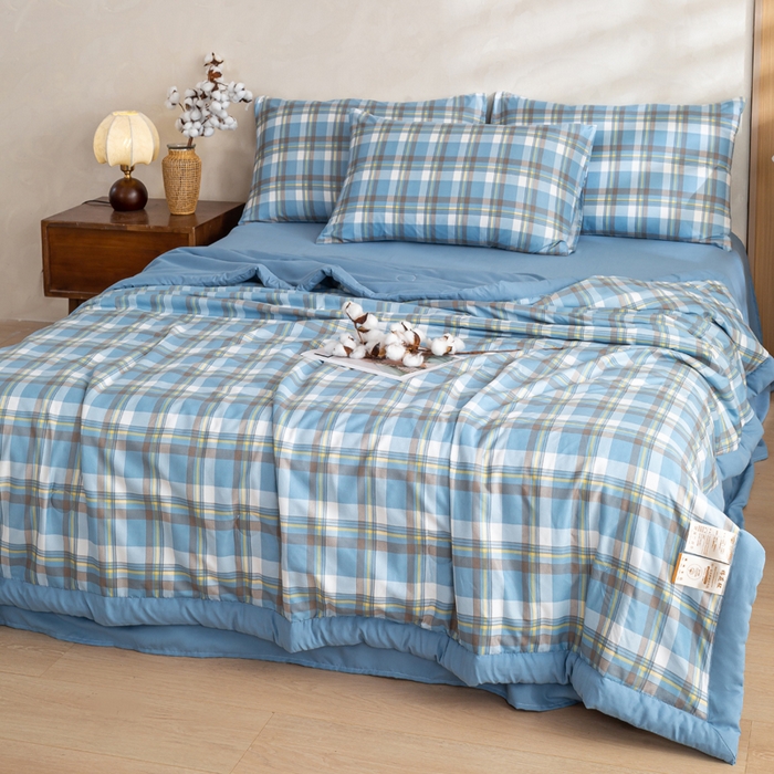 91家纺网 家纺一手货源 找家纺 （总）憨豆家纺 2026新款无印风水洗棉新疆棉花夏被格子夏凉被空调被子直播被芯