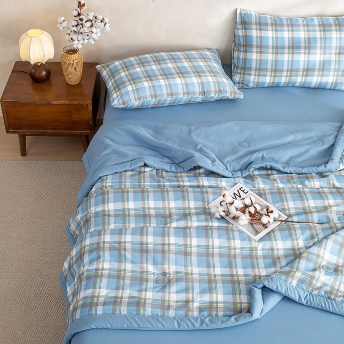 91家纺网 家纺一手货源 找家纺 （总）憨豆家纺 2026新款无印风水洗棉新疆棉花夏被格子夏凉被空调被子直播被芯