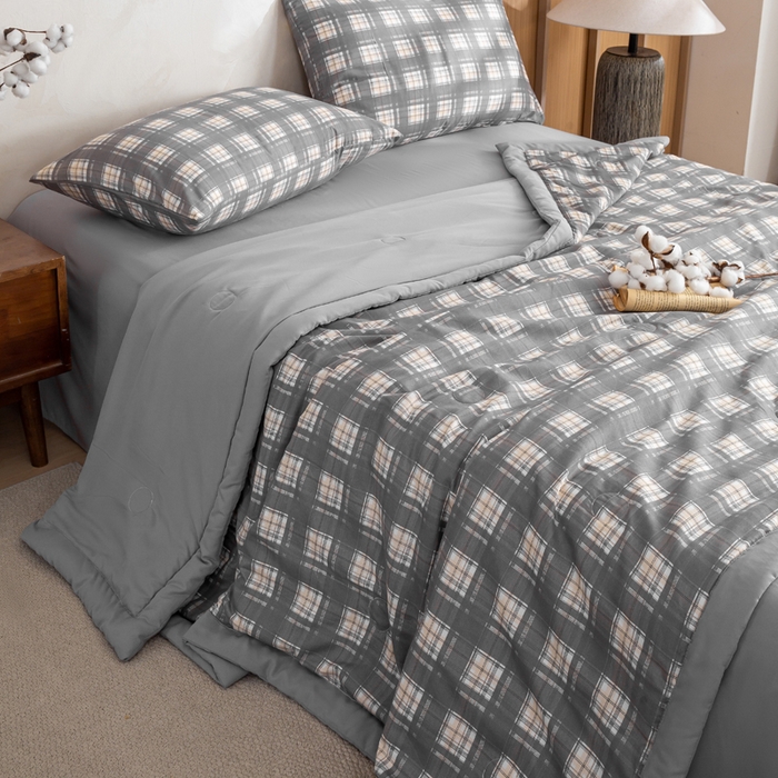 91家纺网 家纺一手货源 找家纺 憨豆家纺 2026新款无印风水洗棉新疆棉花夏被格子夏凉被空调被子直播被芯 简兮格