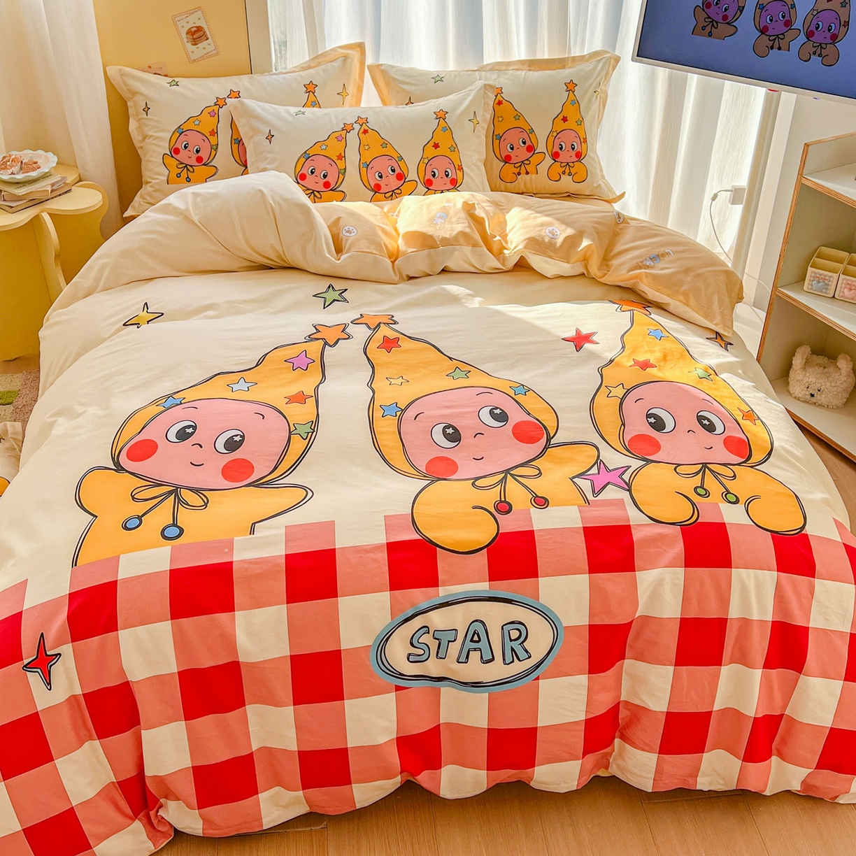 91家纺网 家纺一手货源 找家纺 浩诚 2026新款星星人全棉纯棉卡通四件套（汇总） 恋恋星河